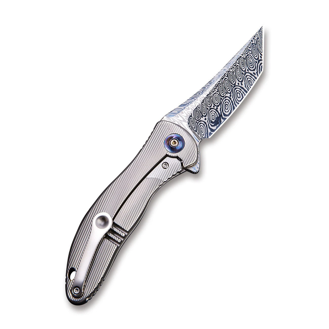 WEKNIFE Synergy2 Flipper Knife Titanium Integral Handle (3.49" Hakkapella Damasteel Blade) 912DS-2 4 WEKNIFE Synergy2 Flipper Knife Titanium Integral Handle (3.49" Hakkapella Damasteel Blade) 912DS-2 - Image 2