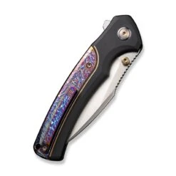 WEKNIFE Ziffius Flipper & Thumb Stud & Button Lock Knife Titanium Handle (3.7" CPM 20CV Blade) WE22024D-2 -We Knife weknife ziffius button lock knife black titanium handle with flamed titanium integral spacer 37 hand rubbed satin cpm 20cv blade we22024d 2 243850