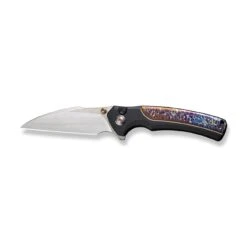 WEKNIFE Ziffius Flipper & Thumb Stud & Button Lock Knife Titanium Handle (3.7" CPM 20CV Blade) WE22024D-2 -We Knife weknife ziffius button lock knife black titanium handle with flamed titanium integral spacer 37 hand rubbed satin cpm 20cv blade we22024d 2 452481