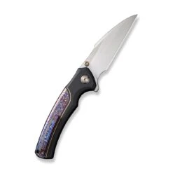 New Release -We Knife weknife ziffius button lock knife black titanium handle with flamed titanium integral spacer 37 hand rubbed satin cpm 20cv blade we22024d 2 617880