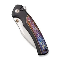 WEKNIFE Ziffius Flipper & Thumb Stud & Button Lock Knife Titanium Handle (3.7" CPM 20CV Blade) WE22024D-2 -We Knife weknife ziffius button lock knife black titanium handle with flamed titanium integral spacer 37 hand rubbed satin cpm 20cv blade we22024d 2 728727