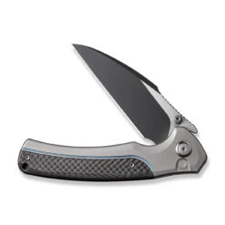 WEKNIFE Ziffius Flipper & Thumb Stud & Button Lock Knife Titanium Handle With Carbon Fiber Integral Spacer (3.7" CPM 20CV Blade) WE22024A-1 15 WEKNIFE Ziffius Flipper & Thumb Stud & Button Lock Knife Titanium Handle With Carbon Fiber Integral Spacer (3.7" CPM 20CV Blade) WE22024A-1 -We Knife weknife ziffius button lock knife gray titanium handle with twill carbon fiber integral spacer 37 black stonewashed cpm 20cv blade we22024a 1 801902