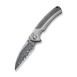 WEKNIFE Ziffius Flipper & Thumb Stud & Button Lock Knife Titanium Handle With Carbon Fiber (3.7" Damasteel Blade) WE22024A-DS1 13 WEKNIFE Ziffius Flipper & Thumb Stud & Button Lock Knife Titanium Handle With Carbon Fiber (3.7" Damasteel Blade) WE22024A-DS1 -We Knife weknife ziffius button lock knife gray titanium handle with twill carbon fiber integral spacer 37 hakkapella damasteel blade we22024a ds1 970011